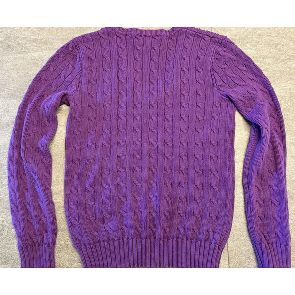Sz  M (Small) Y2K VTG  Ralph Lauren Sport Cable Knit  Purple Preppy Academia - Picture 5 of 8